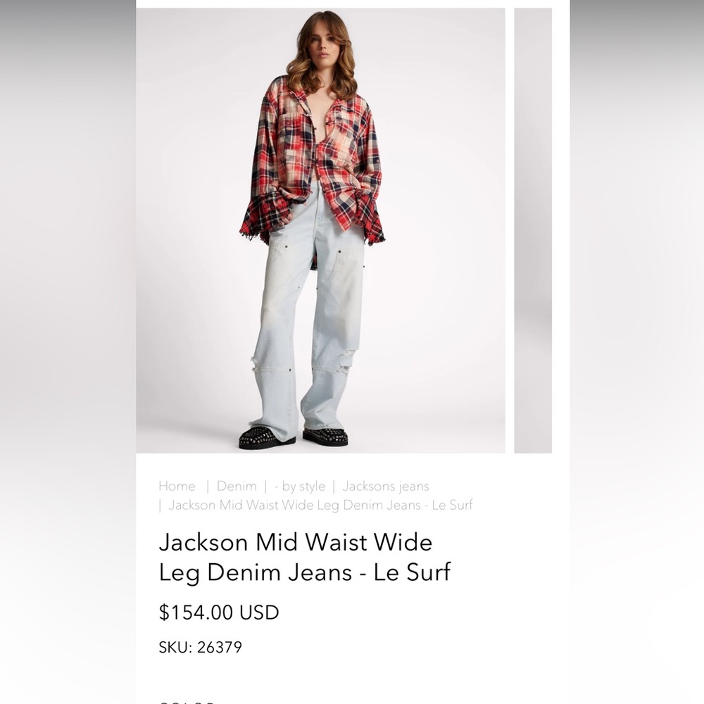 Free People One Teaspoon Jackson Mid Waist Wide Leg Denim Jeans Le Surf 90s - Picture 3 of 11